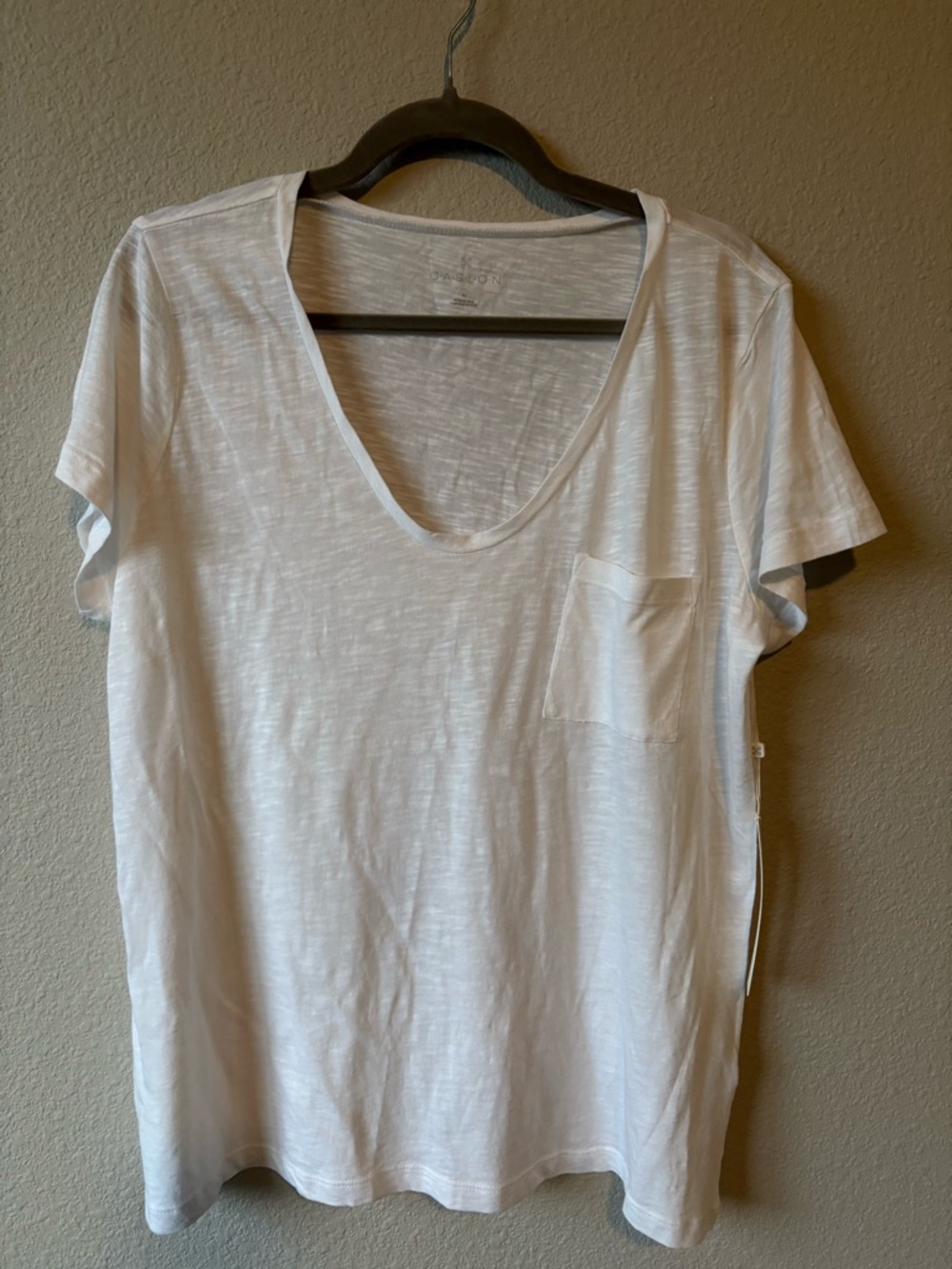 Caslon White V-Neck Pocket Tee-XL